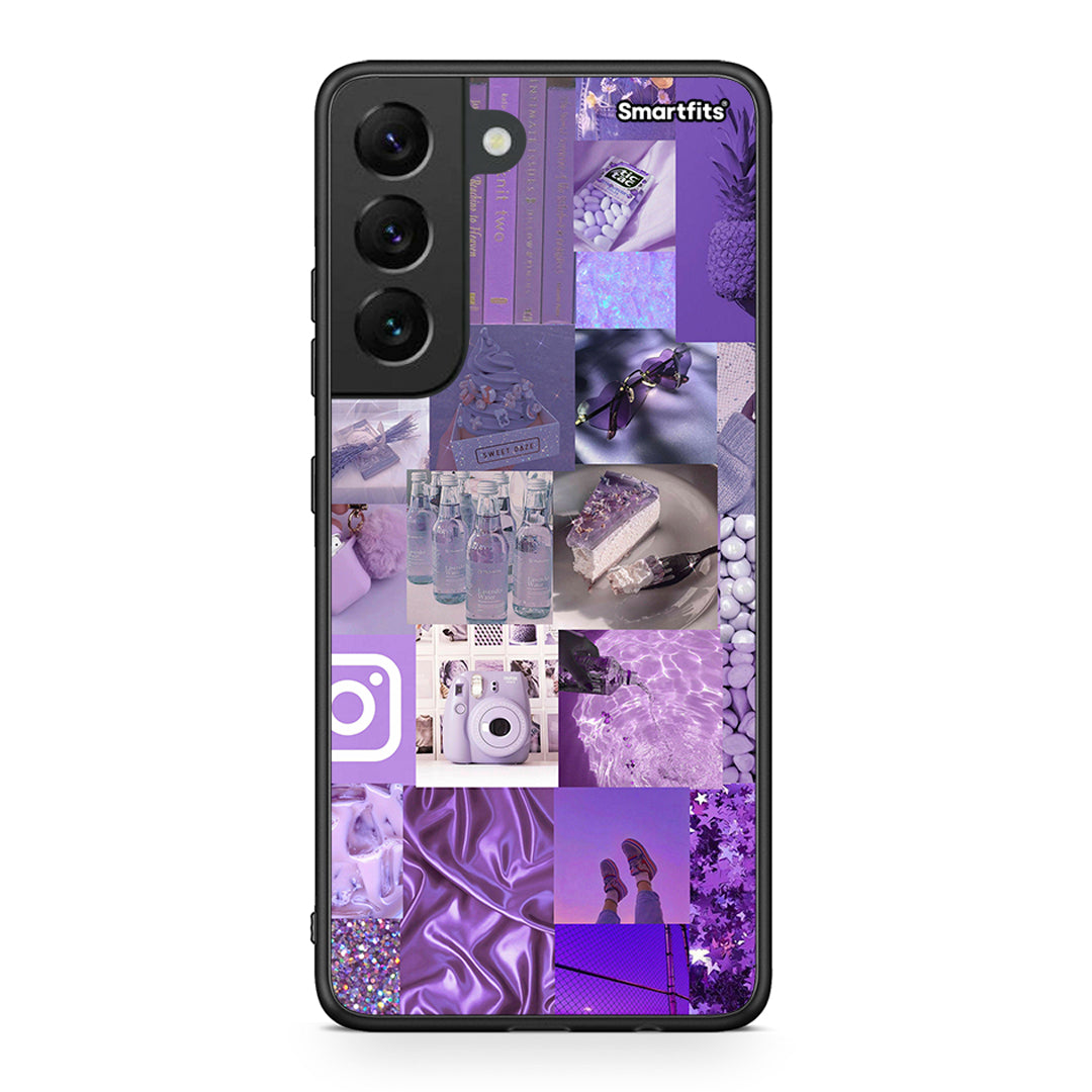Samsung S22 Purple Aesthetic Collage θήκη από τη Smartfits με σχέδιο στο πίσω μέρος και μαύρο περίβλημα | Smartphone case with colorful back and black bezels by Smartfits