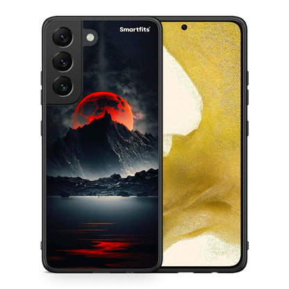 Θήκη Samsung S22 Red Full Moon από τη Smartfits με σχέδιο στο πίσω μέρος και μαύρο περίβλημα | Samsung S22 Red Full Moon case with colorful back and black bezels