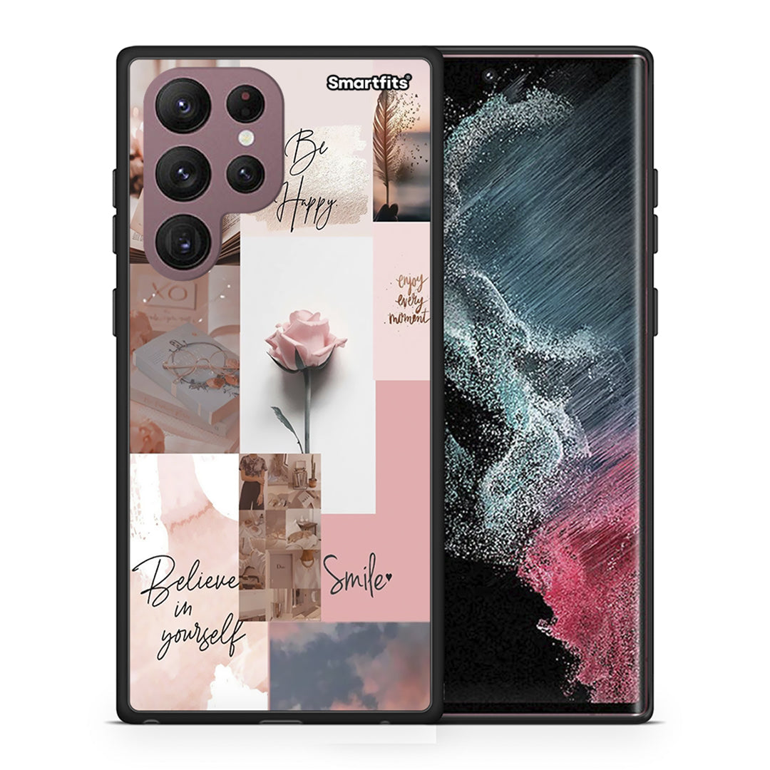 Θήκη Samsung S22 Ultra Aesthetic Collage από τη Smartfits με σχέδιο στο πίσω μέρος και μαύρο περίβλημα | Samsung S22 Ultra Aesthetic Collage case with colorful back and black bezels
