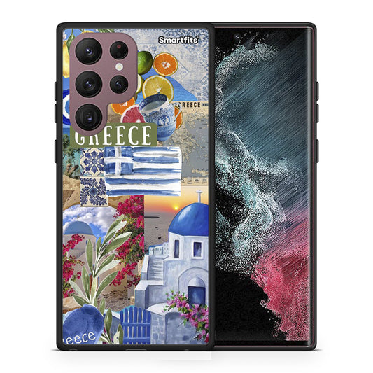 Θήκη Samsung S22 Ultra All Greek από τη Smartfits με σχέδιο στο πίσω μέρος και μαύρο περίβλημα | Samsung S22 Ultra All Greek case with colorful back and black bezels