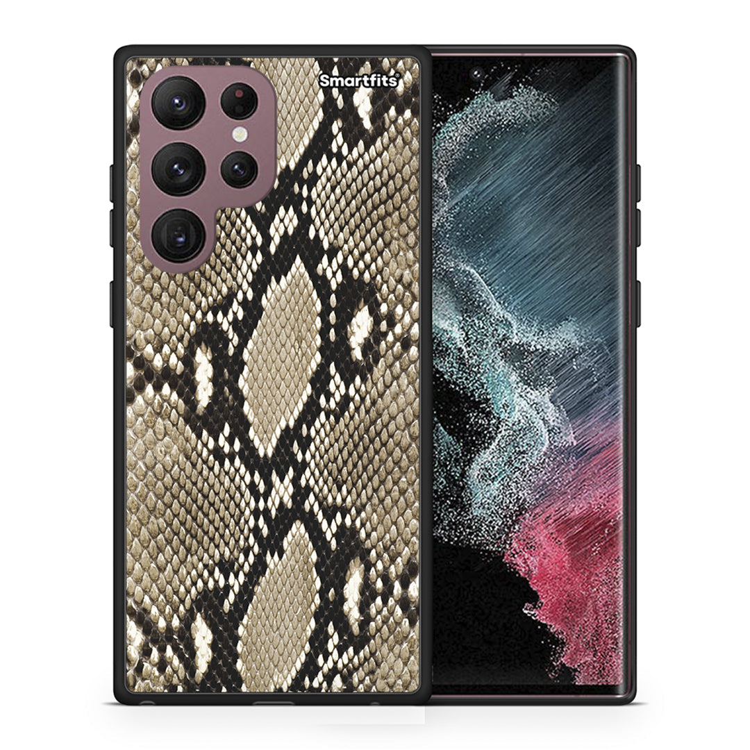 Θήκη Samsung S22 Ultra Fashion Snake Animal από τη Smartfits με σχέδιο στο πίσω μέρος και μαύρο περίβλημα | Samsung S22 Ultra Fashion Snake Animal case with colorful back and black bezels