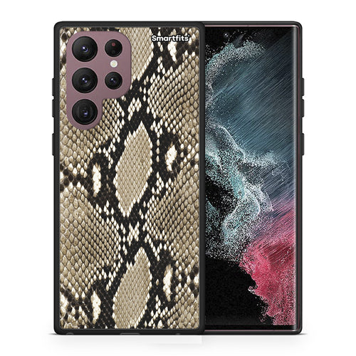 Θήκη Samsung S22 Ultra Fashion Snake Animal από τη Smartfits με σχέδιο στο πίσω μέρος και μαύρο περίβλημα | Samsung S22 Ultra Fashion Snake Animal case with colorful back and black bezels