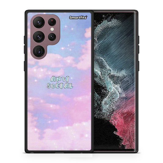 Θήκη Αγίου Βαλεντίνου Samsung S22 Ultra Anti Social από τη Smartfits με σχέδιο στο πίσω μέρος και μαύρο περίβλημα | Samsung S22 Ultra Anti Social case with colorful back and black bezels