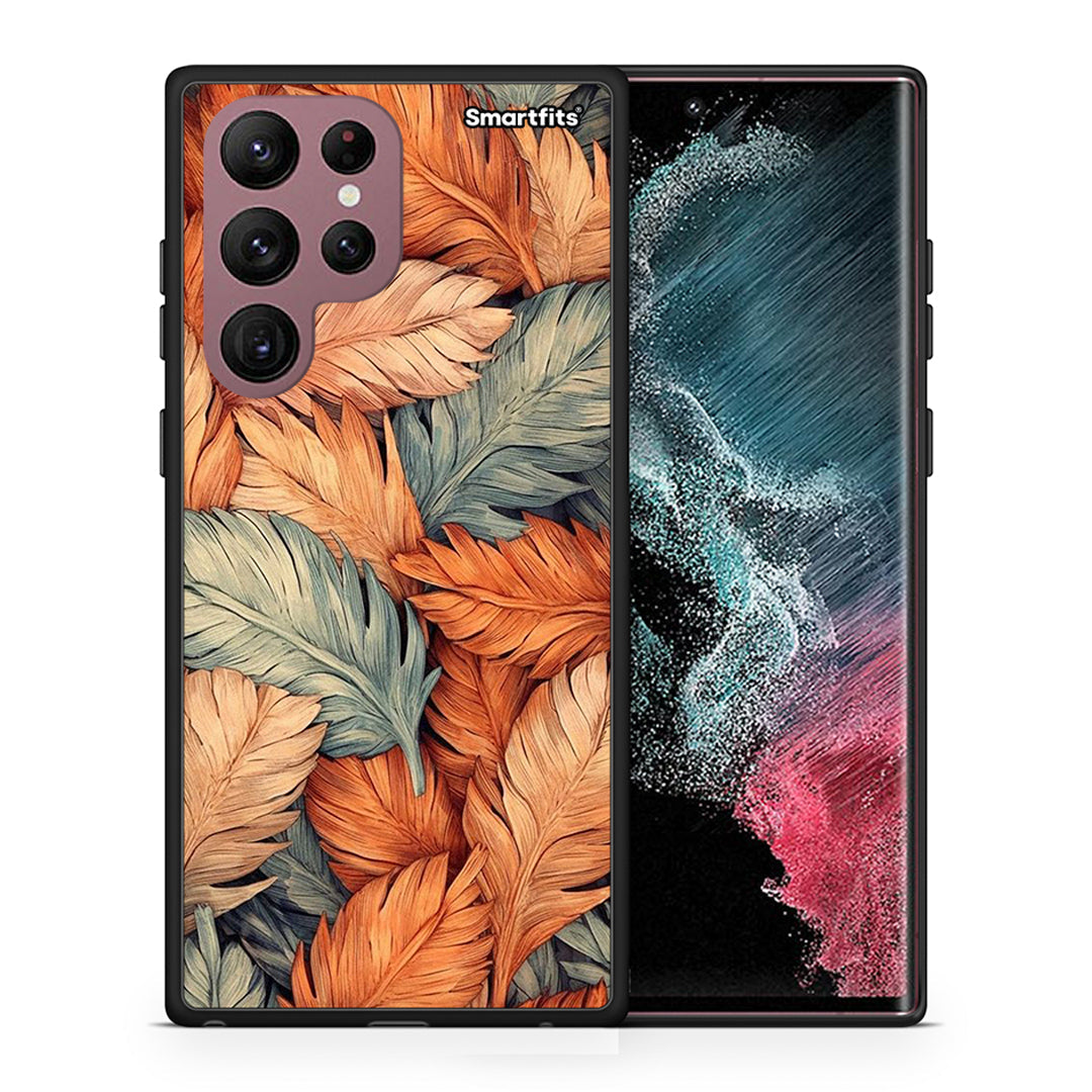 Θήκη Samsung S22 Ultra Autumn Leaves από τη Smartfits με σχέδιο στο πίσω μέρος και μαύρο περίβλημα | Samsung S22 Ultra Autumn Leaves case with colorful back and black bezels