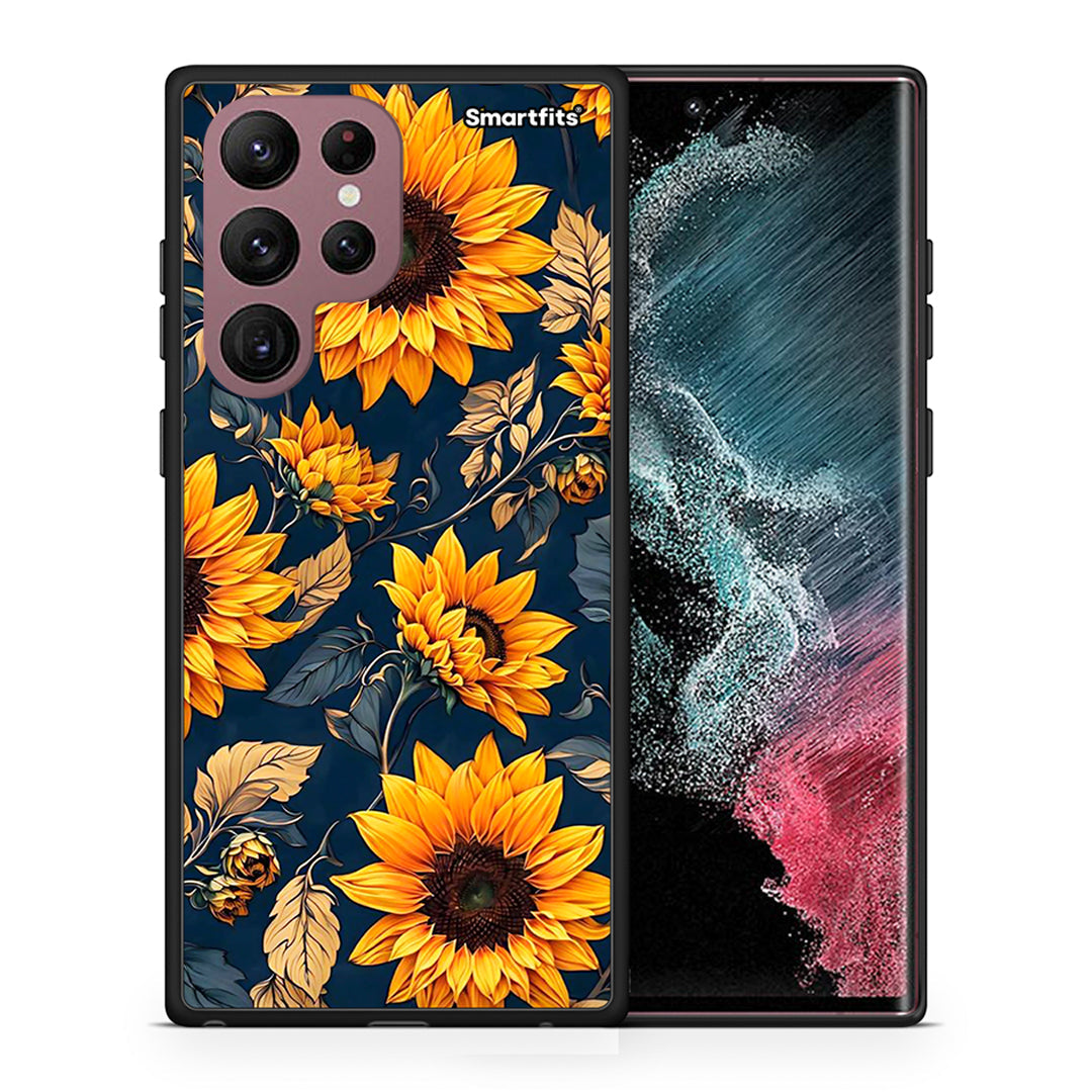 Θήκη Samsung S22 Ultra Autumn Sunflowers από τη Smartfits με σχέδιο στο πίσω μέρος και μαύρο περίβλημα | Samsung S22 Ultra Autumn Sunflowers case with colorful back and black bezels