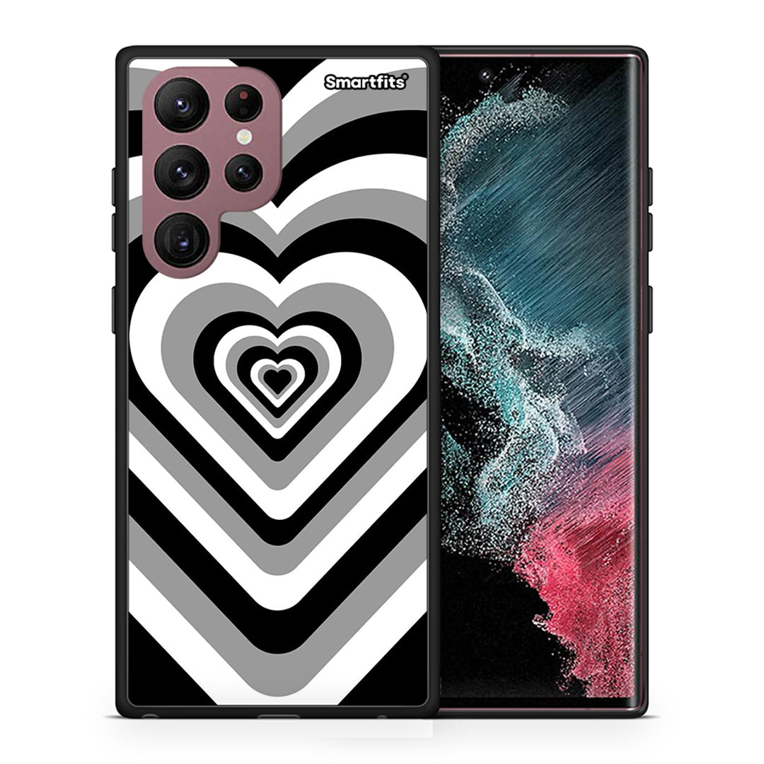 Θήκη Samsung S22 Ultra Black Hearts από τη Smartfits με σχέδιο στο πίσω μέρος και μαύρο περίβλημα | Samsung S22 Ultra Black Hearts case with colorful back and black bezels