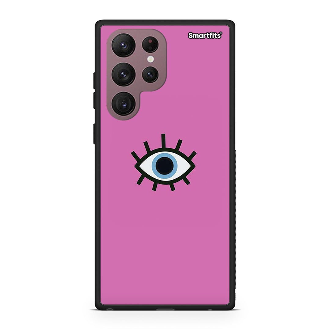 Samsung S22 Ultra Blue Eye Pink θήκη από τη Smartfits με σχέδιο στο πίσω μέρος και μαύρο περίβλημα | Smartphone case with colorful back and black bezels by Smartfits