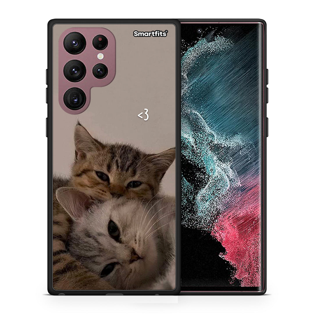 Θήκη Samsung S22 Ultra Cats In Love από τη Smartfits με σχέδιο στο πίσω μέρος και μαύρο περίβλημα | Samsung S22 Ultra Cats In Love case with colorful back and black bezels