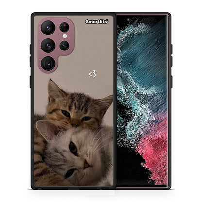 Θήκη Samsung S22 Ultra Cats In Love από τη Smartfits με σχέδιο στο πίσω μέρος και μαύρο περίβλημα | Samsung S22 Ultra Cats In Love case with colorful back and black bezels