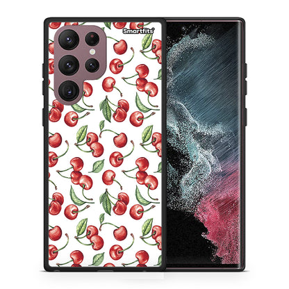 Θήκη Samsung S22 Ultra Cherry Summer από τη Smartfits με σχέδιο στο πίσω μέρος και μαύρο περίβλημα | Samsung S22 Ultra Cherry Summer case with colorful back and black bezels