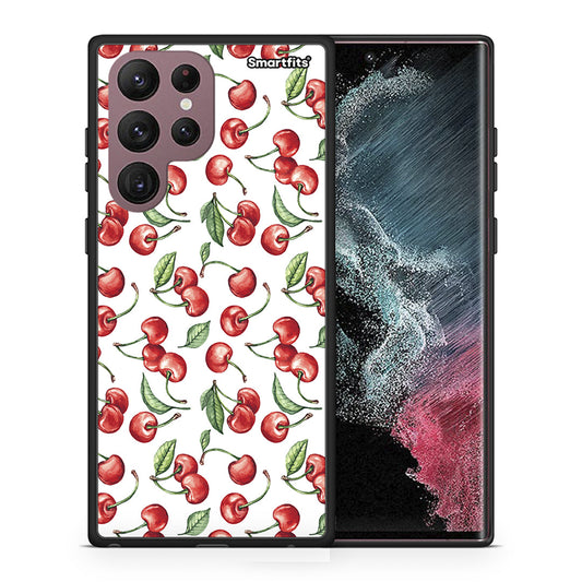 Θήκη Samsung S22 Ultra Cherry Summer από τη Smartfits με σχέδιο στο πίσω μέρος και μαύρο περίβλημα | Samsung S22 Ultra Cherry Summer case with colorful back and black bezels