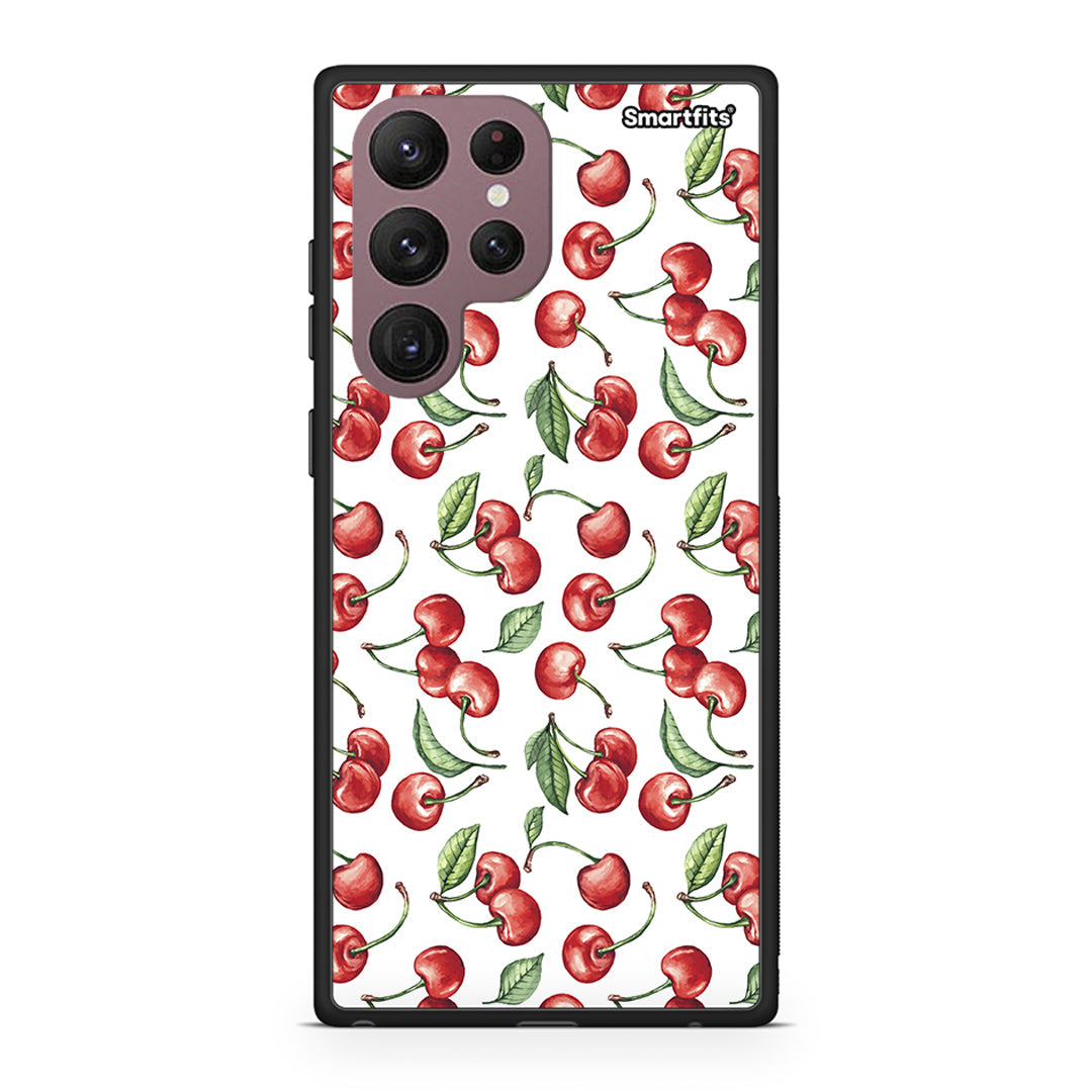 Samsung S22 Ultra Cherry Summer θήκη από τη Smartfits με σχέδιο στο πίσω μέρος και μαύρο περίβλημα | Smartphone case with colorful back and black bezels by Smartfits