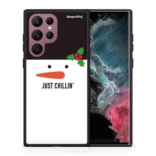 Θήκη Samsung S22 Ultra Christmas Chillin από τη Smartfits με σχέδιο στο πίσω μέρος και μαύρο περίβλημα | Samsung S22 Ultra Christmas Chillin case with colorful back and black bezels
