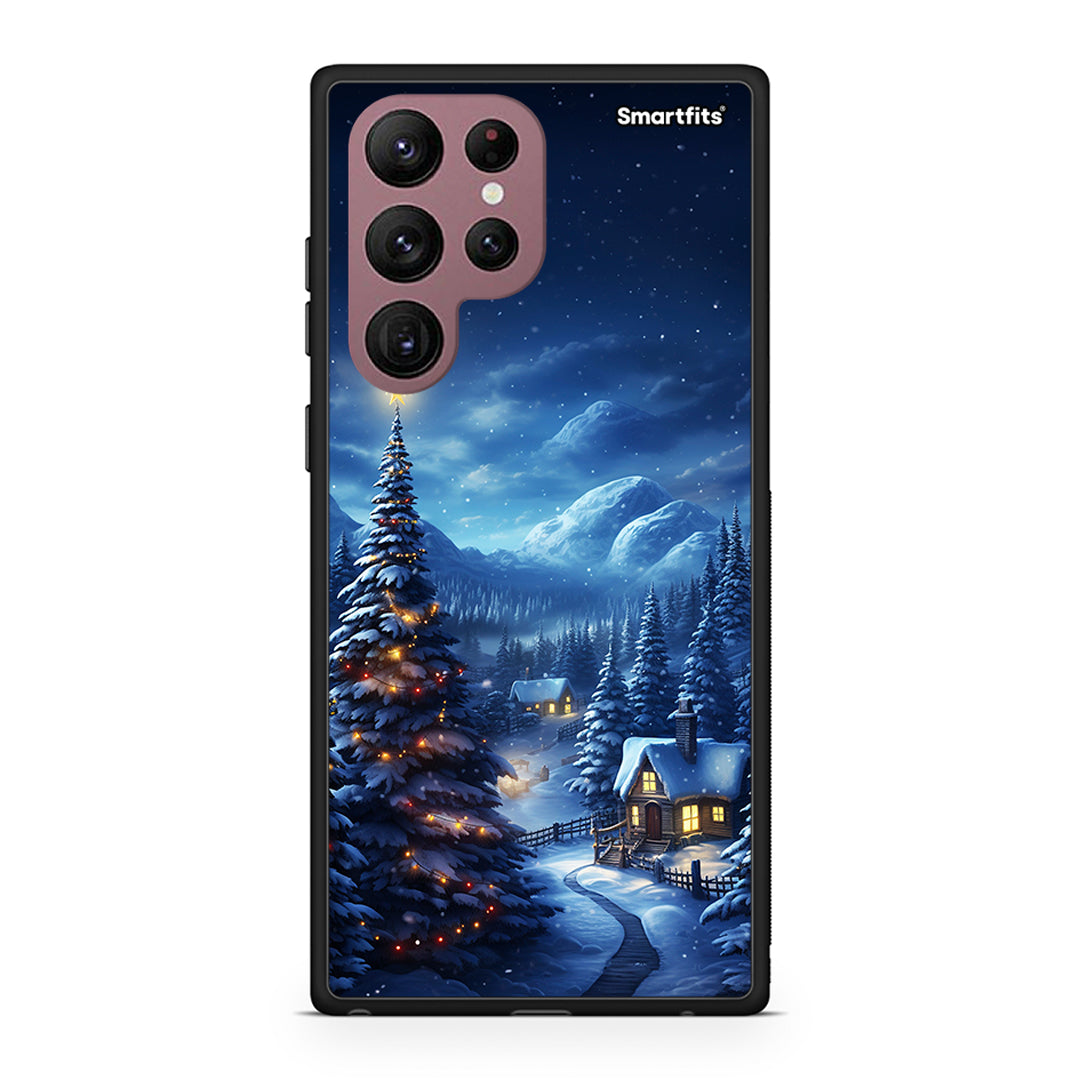 Samsung S22 Ultra Christmas Scenery θήκη από τη Smartfits με σχέδιο στο πίσω μέρος και μαύρο περίβλημα | Smartphone case with colorful back and black bezels by Smartfits