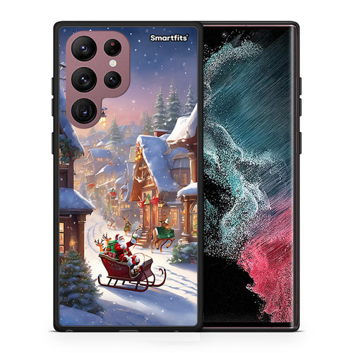 Θήκη Samsung S22 Ultra Christmas Snow από τη Smartfits με σχέδιο στο πίσω μέρος και μαύρο περίβλημα | Samsung S22 Ultra Christmas Snow case with colorful back and black bezels