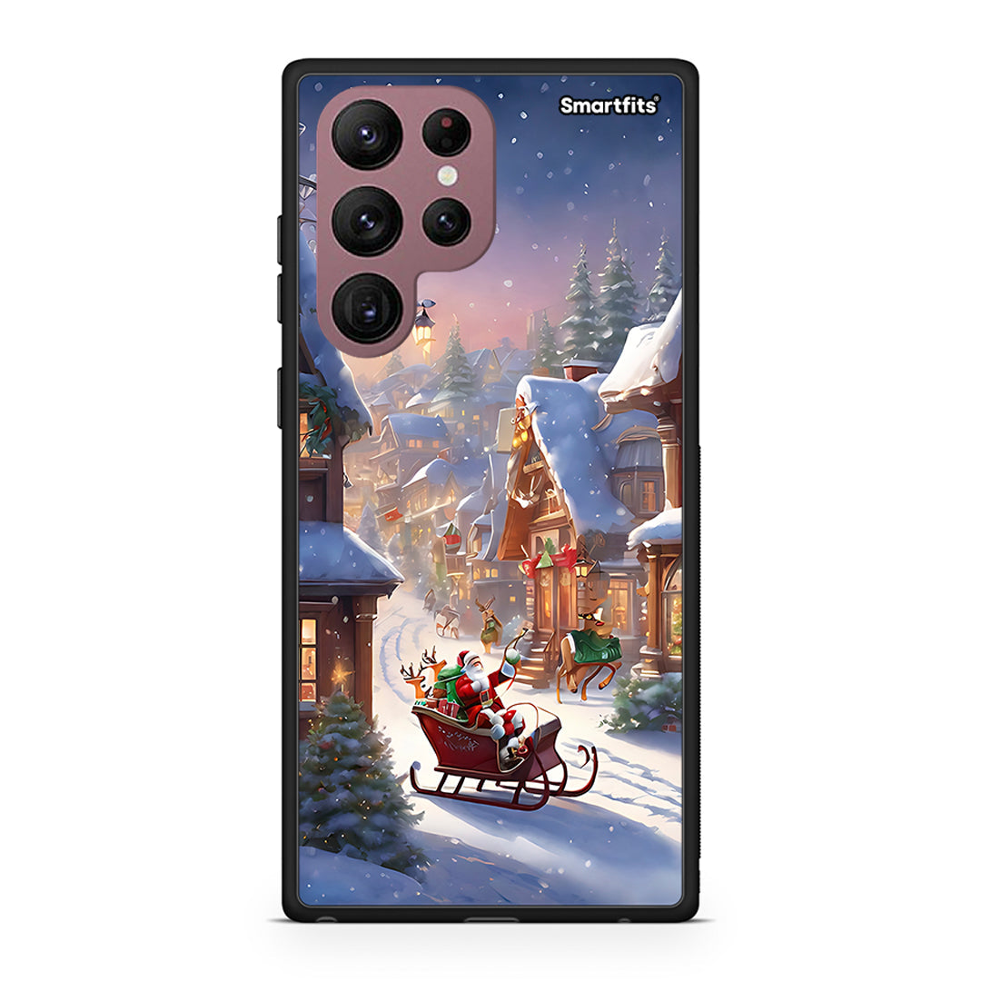 Samsung S22 Ultra Christmas Snow θήκη από τη Smartfits με σχέδιο στο πίσω μέρος και μαύρο περίβλημα | Smartphone case with colorful back and black bezels by Smartfits