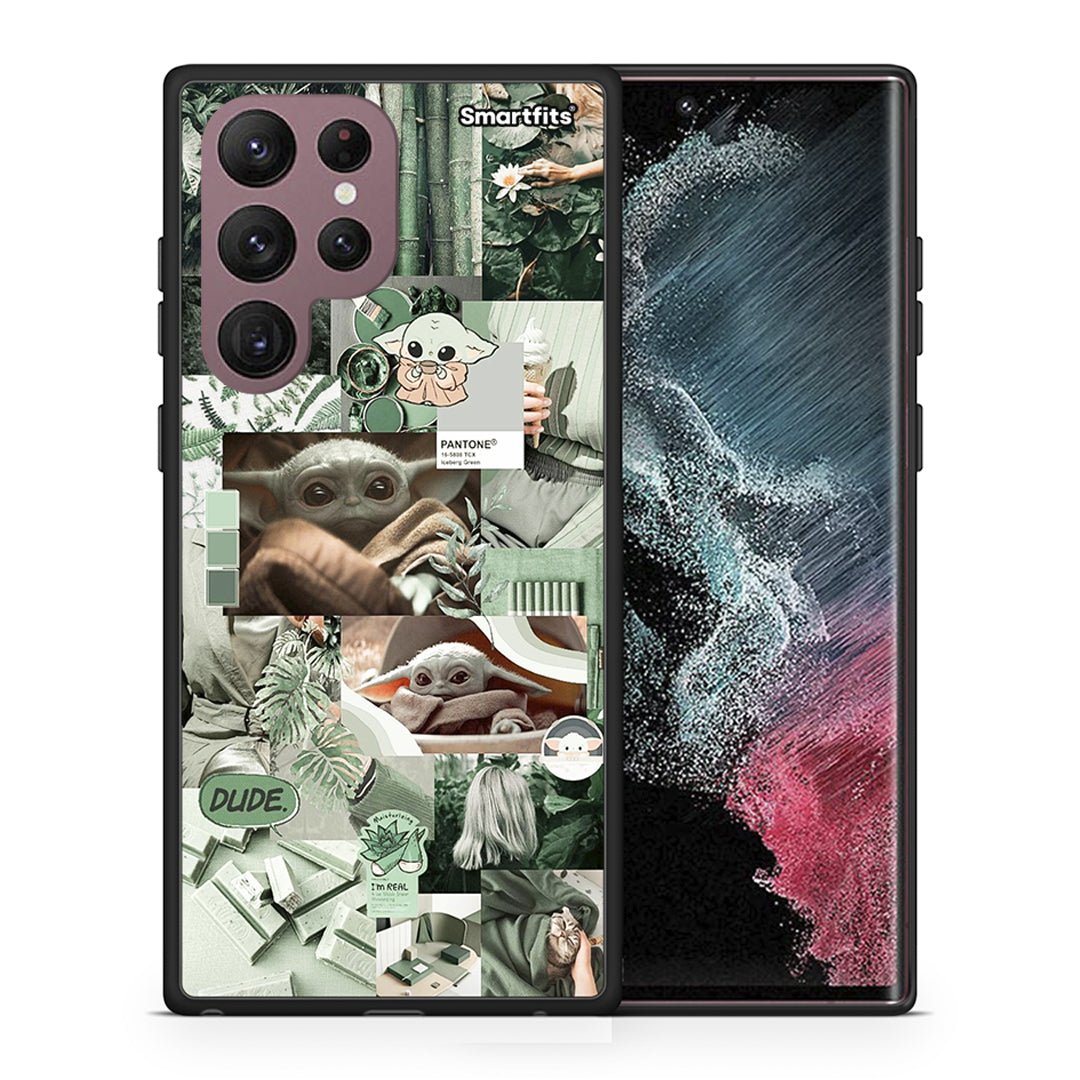 Θήκη Αγίου Βαλεντίνου Samsung S22 Ultra Collage Dude από τη Smartfits με σχέδιο στο πίσω μέρος και μαύρο περίβλημα | Samsung S22 Ultra Collage Dude case with colorful back and black bezels