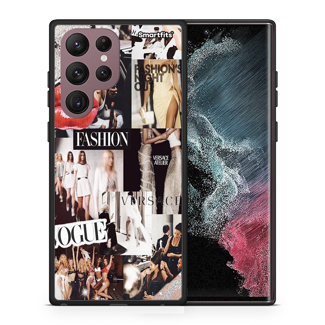 Θήκη Αγίου Βαλεντίνου Samsung S22 Ultra Collage Fashion από τη Smartfits με σχέδιο στο πίσω μέρος και μαύρο περίβλημα | Samsung S22 Ultra Collage Fashion case with colorful back and black bezels