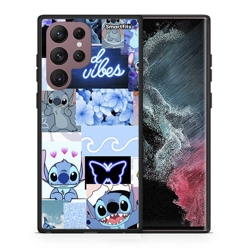 Θήκη Αγίου Βαλεντίνου Samsung S22 Ultra Collage Good Vibes από τη Smartfits με σχέδιο στο πίσω μέρος και μαύρο περίβλημα | Samsung S22 Ultra Collage Good Vibes case with colorful back and black bezels