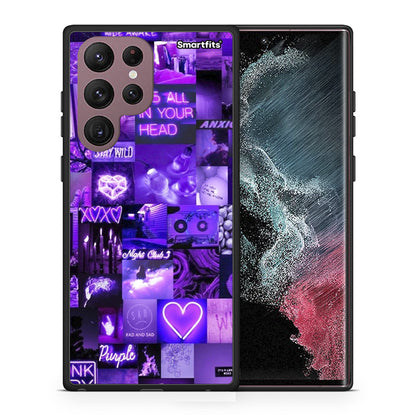 Θήκη Αγίου Βαλεντίνου Samsung S22 Ultra Collage Stay Wild από τη Smartfits με σχέδιο στο πίσω μέρος και μαύρο περίβλημα | Samsung S22 Ultra Collage Stay Wild case with colorful back and black bezels