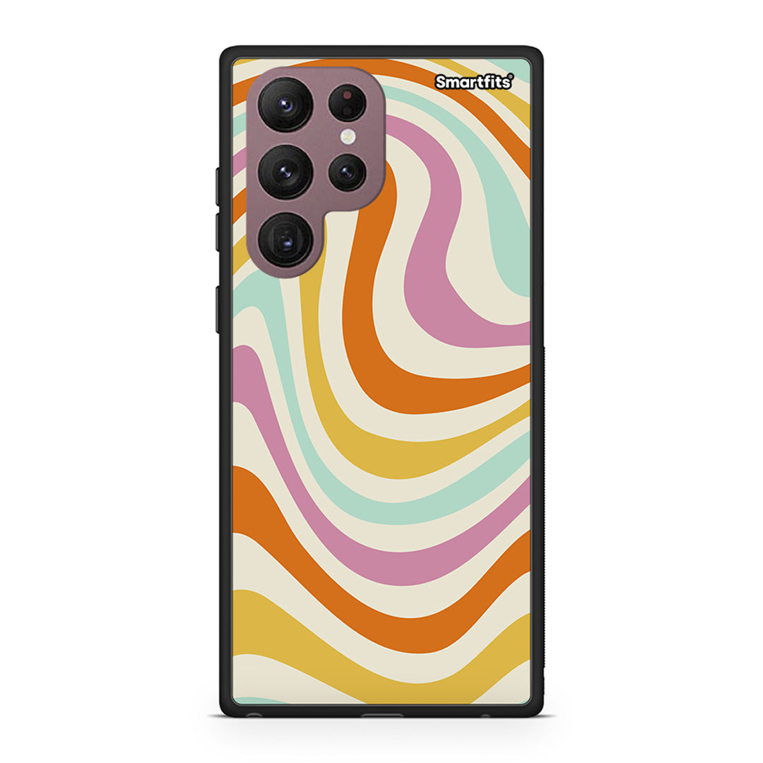 Samsung S22 Ultra Colourful Waves θήκη από τη Smartfits με σχέδιο στο πίσω μέρος και μαύρο περίβλημα | Smartphone case with colorful back and black bezels by Smartfits