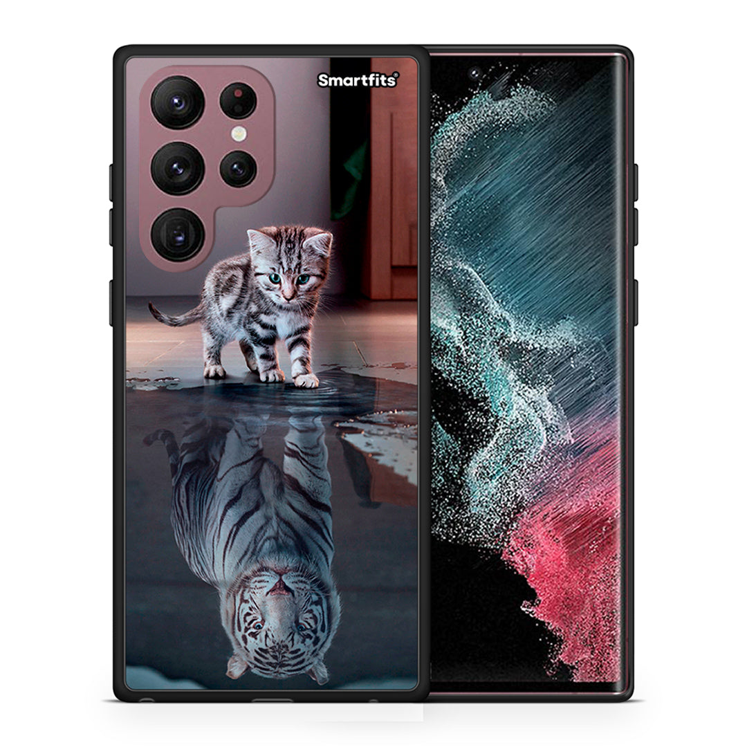 Θήκη Samsung S22 Ultra Tiger Cute από τη Smartfits με σχέδιο στο πίσω μέρος και μαύρο περίβλημα | Samsung S22 Ultra Tiger Cute case with colorful back and black bezels