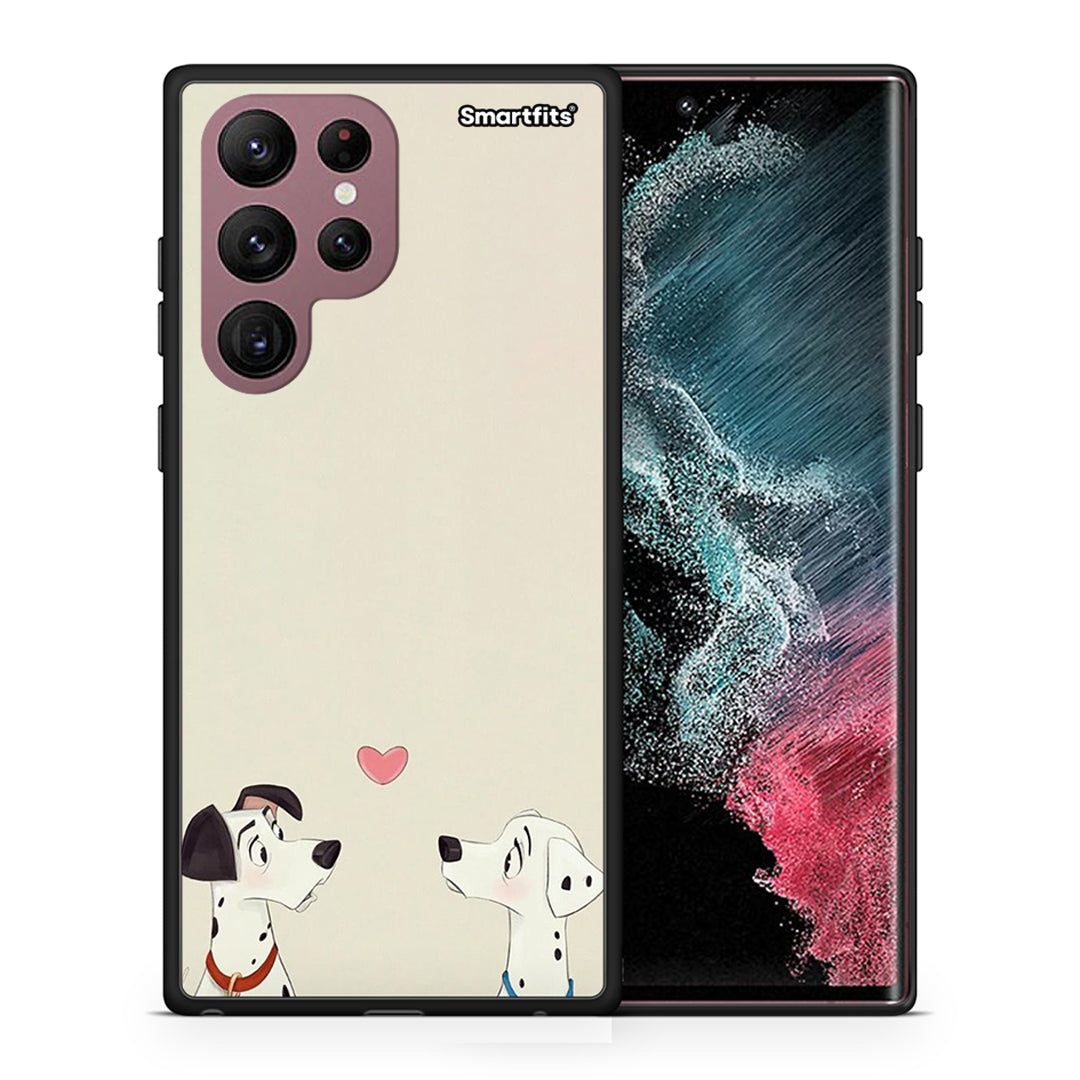 Θήκη Samsung S22 Ultra Dalmatians Love από τη Smartfits με σχέδιο στο πίσω μέρος και μαύρο περίβλημα | Samsung S22 Ultra Dalmatians Love case with colorful back and black bezels