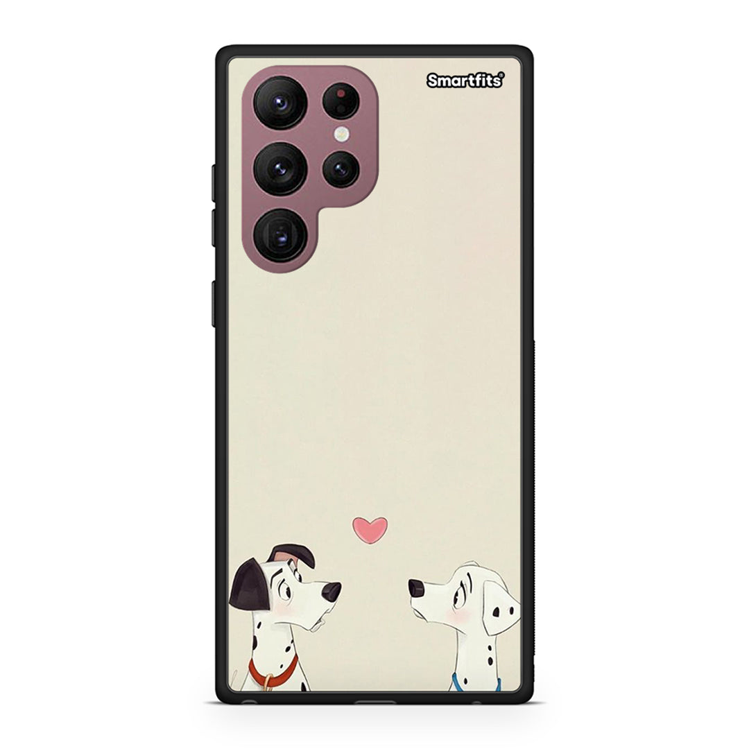 Samsung S22 Ultra Dalmatians Love θήκη από τη Smartfits με σχέδιο στο πίσω μέρος και μαύρο περίβλημα | Smartphone case with colorful back and black bezels by Smartfits