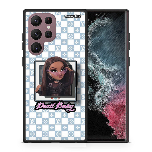 Θήκη Αγίου Βαλεντίνου Samsung S22 Ultra Devil Baby από τη Smartfits με σχέδιο στο πίσω μέρος και μαύρο περίβλημα | Samsung S22 Ultra Devil Baby case with colorful back and black bezels