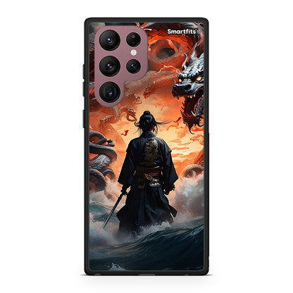 Samsung S22 Ultra Dragons Fight θήκη από τη Smartfits με σχέδιο στο πίσω μέρος και μαύρο περίβλημα | Smartphone case with colorful back and black bezels by Smartfits