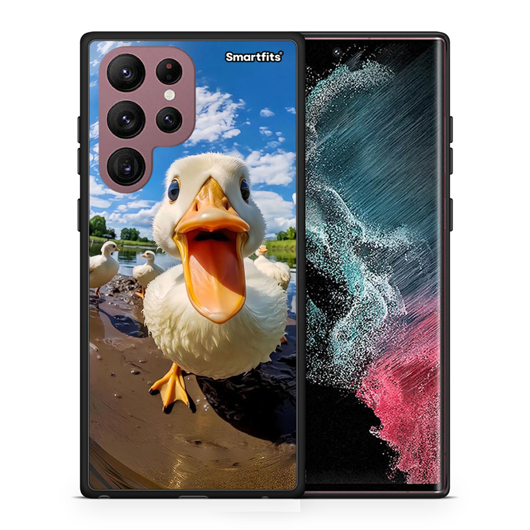 Θήκη Samsung S22 Ultra Duck Face από τη Smartfits με σχέδιο στο πίσω μέρος και μαύρο περίβλημα | Samsung S22 Ultra Duck Face case with colorful back and black bezels