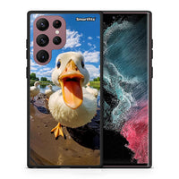 Thumbnail for Θήκη Samsung S22 Ultra Duck Face από τη Smartfits με σχέδιο στο πίσω μέρος και μαύρο περίβλημα | Samsung S22 Ultra Duck Face case with colorful back and black bezels