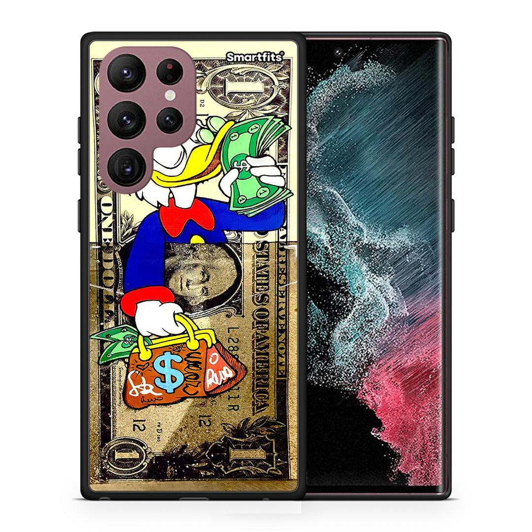 Θήκη Samsung S22 Ultra Duck Money από τη Smartfits με σχέδιο στο πίσω μέρος και μαύρο περίβλημα | Samsung S22 Ultra Duck Money case with colorful back and black bezels