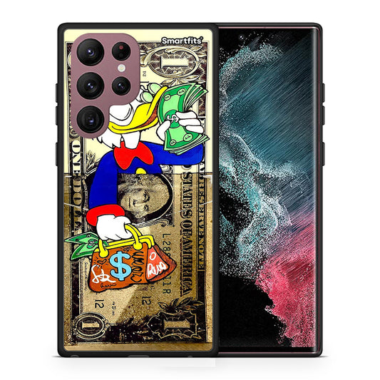 Θήκη Samsung S22 Ultra Duck Money από τη Smartfits με σχέδιο στο πίσω μέρος και μαύρο περίβλημα | Samsung S22 Ultra Duck Money case with colorful back and black bezels