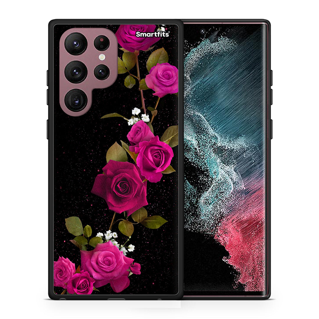 Θήκη Samsung S22 Ultra Red Roses Flower από τη Smartfits με σχέδιο στο πίσω μέρος και μαύρο περίβλημα | Samsung S22 Ultra Red Roses Flower case with colorful back and black bezels