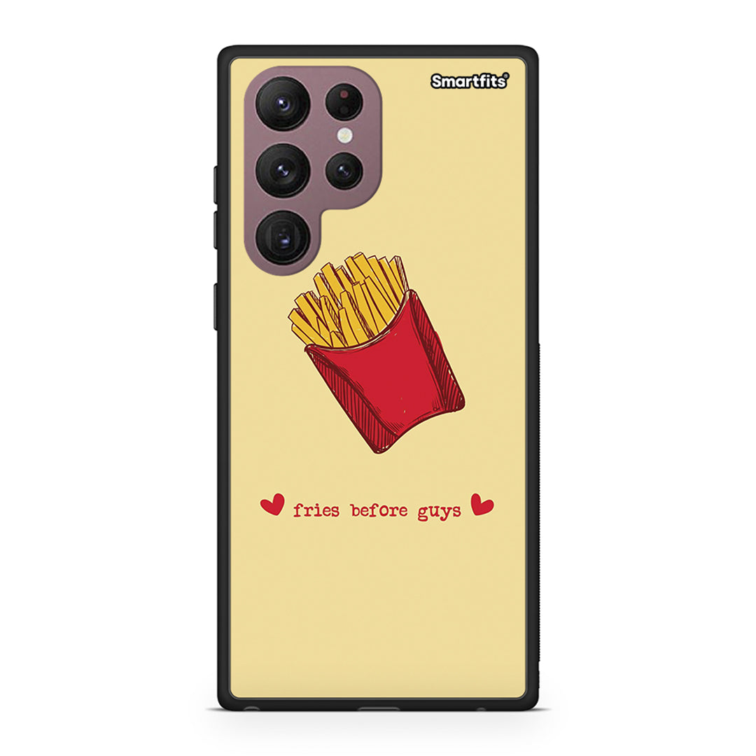 Samsung S22 Ultra Fries Before Guys Θήκη Αγίου Βαλεντίνου από τη Smartfits με σχέδιο στο πίσω μέρος και μαύρο περίβλημα | Smartphone case with colorful back and black bezels by Smartfits