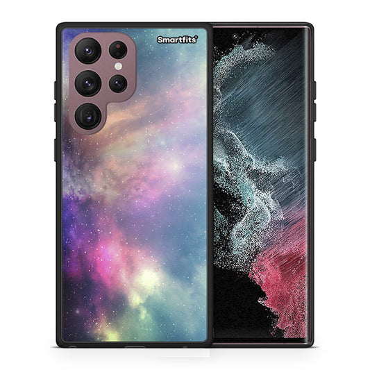 Θήκη Samsung S22 Ultra Rainbow Galaxy από τη Smartfits με σχέδιο στο πίσω μέρος και μαύρο περίβλημα | Samsung S22 Ultra Rainbow Galaxy case with colorful back and black bezels