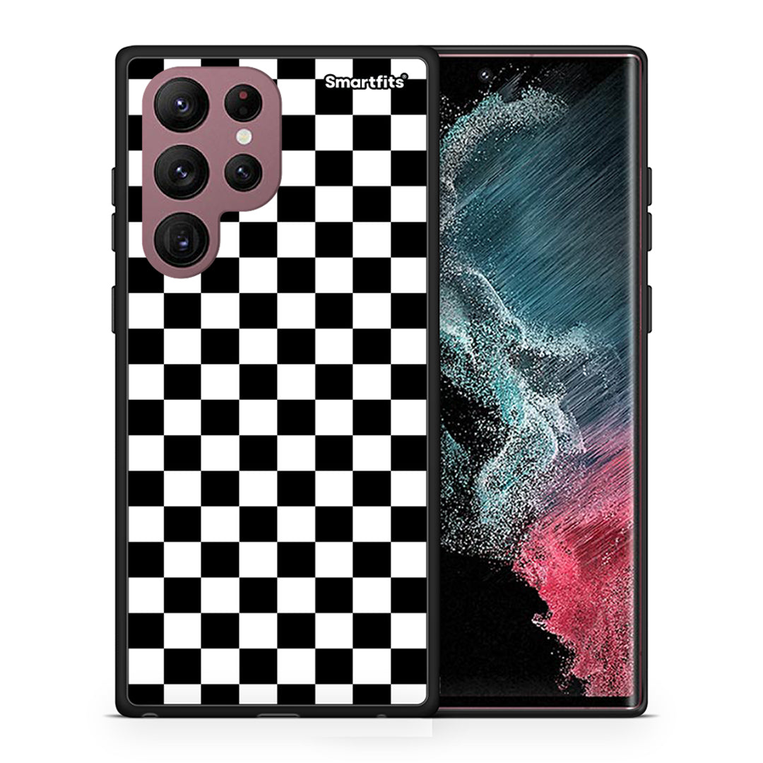 Θήκη Samsung S22 Ultra Squares Geometric από τη Smartfits με σχέδιο στο πίσω μέρος και μαύρο περίβλημα | Samsung S22 Ultra Squares Geometric case with colorful back and black bezels