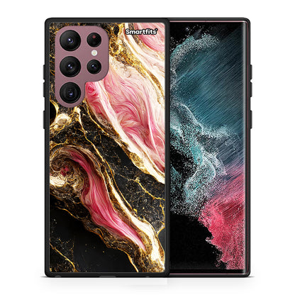 Θήκη Samsung S22 Ultra Glamorous Pink Marble από τη Smartfits με σχέδιο στο πίσω μέρος και μαύρο περίβλημα | Samsung S22 Ultra Glamorous Pink Marble case with colorful back and black bezels