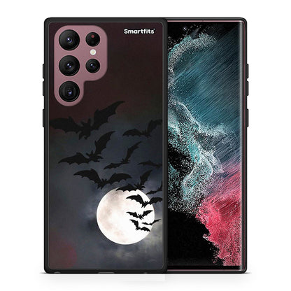 Θήκη Samsung S22 Ultra Halloween Bat Night από τη Smartfits με σχέδιο στο πίσω μέρος και μαύρο περίβλημα | Samsung S22 Ultra Halloween Bat Night case with colorful back and black bezels