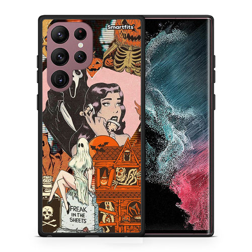 Θήκη Samsung S22 Ultra Halloween Collage από τη Smartfits με σχέδιο στο πίσω μέρος και μαύρο περίβλημα | Samsung S22 Ultra Halloween Collage case with colorful back and black bezels