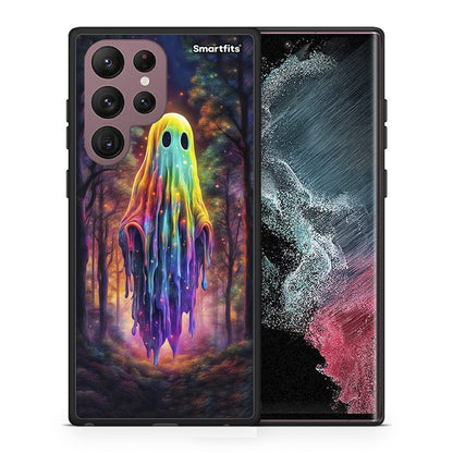 Θήκη Samsung S22 Ultra Halloween Ghost από τη Smartfits με σχέδιο στο πίσω μέρος και μαύρο περίβλημα | Samsung S22 Ultra Halloween Ghost case with colorful back and black bezels
