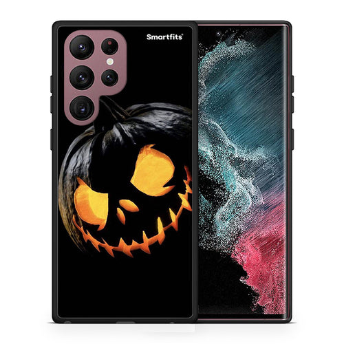 Θήκη Samsung S22 Ultra Halloween Scary Pumpkin από τη Smartfits με σχέδιο στο πίσω μέρος και μαύρο περίβλημα | Samsung S22 Ultra Halloween Scary Pumpkin case with colorful back and black bezels