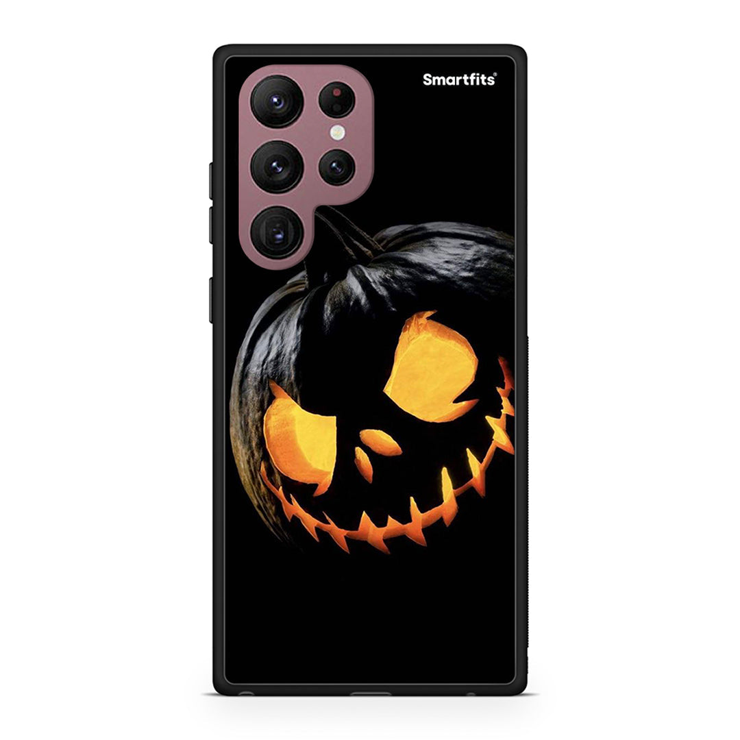 Samsung S22 Ultra Halloween Scary Pumpkin Θήκη από τη Smartfits με σχέδιο στο πίσω μέρος και μαύρο περίβλημα | Smartphone case with colorful back and black bezels by Smartfits