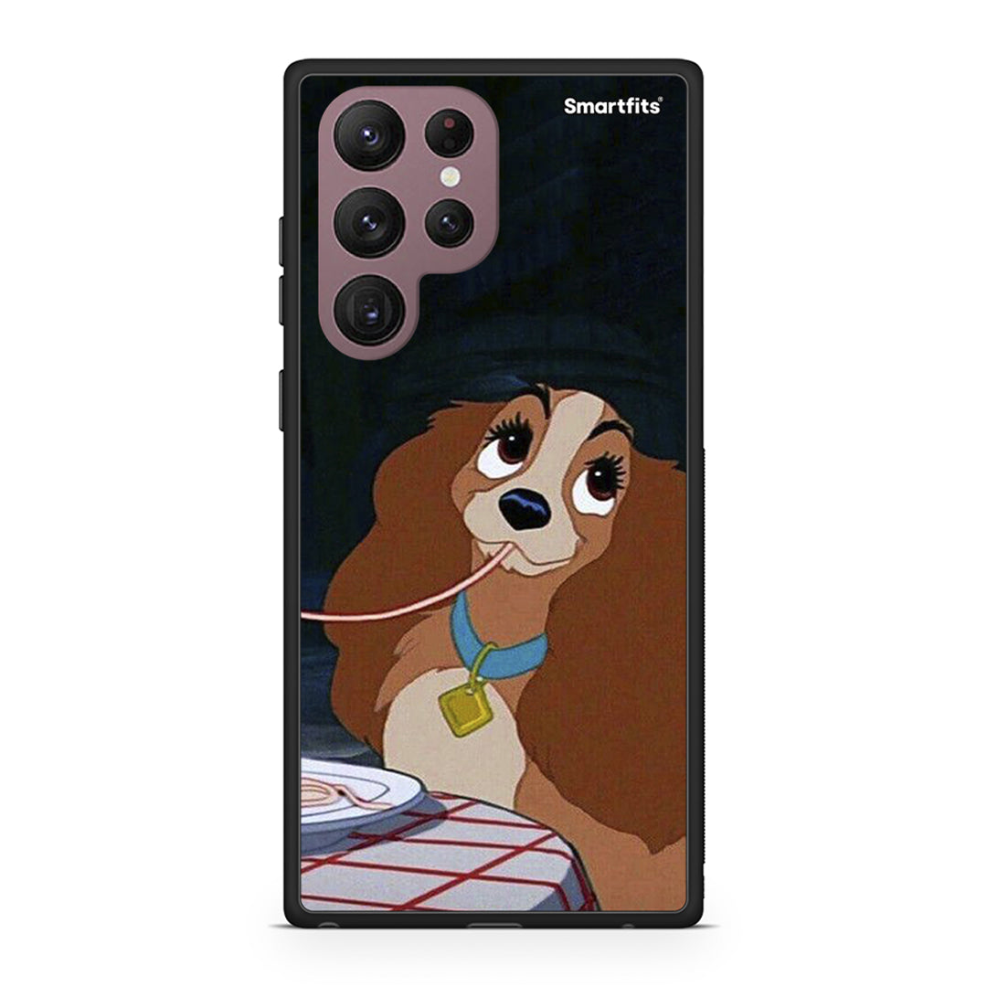 Samsung S22 Ultra Lady And Tramp 2 Θήκη Αγίου Βαλεντίνου από τη Smartfits με σχέδιο στο πίσω μέρος και μαύρο περίβλημα | Smartphone case with colorful back and black bezels by Smartfits