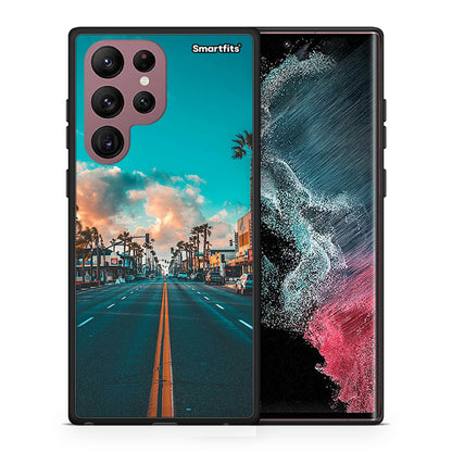 Θήκη Samsung S22 Ultra City Landscape από τη Smartfits με σχέδιο στο πίσω μέρος και μαύρο περίβλημα | Samsung S22 Ultra City Landscape case with colorful back and black bezels