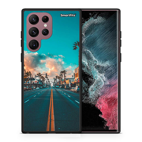 Θήκη Samsung S22 Ultra City Landscape από τη Smartfits με σχέδιο στο πίσω μέρος και μαύρο περίβλημα | Samsung S22 Ultra City Landscape case with colorful back and black bezels