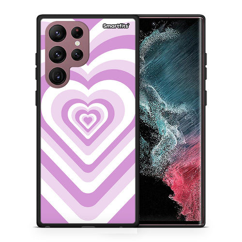 Θήκη Samsung S22 Ultra Lilac Hearts από τη Smartfits με σχέδιο στο πίσω μέρος και μαύρο περίβλημα | Samsung S22 Ultra Lilac Hearts case with colorful back and black bezels