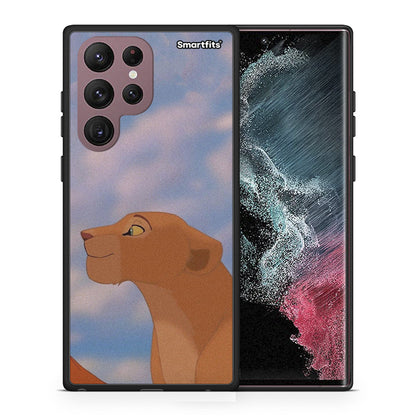 Θήκη Αγίου Βαλεντίνου Samsung S22 Ultra Lion Love 2 από τη Smartfits με σχέδιο στο πίσω μέρος και μαύρο περίβλημα | Samsung S22 Ultra Lion Love 2 case with colorful back and black bezels