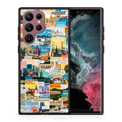 Θήκη Samsung S22 Ultra Live To Travel από τη Smartfits με σχέδιο στο πίσω μέρος και μαύρο περίβλημα | Samsung S22 Ultra Live To Travel case with colorful back and black bezels